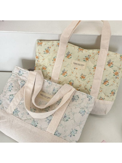 Cosbai - Quilted Floral Tote Bag