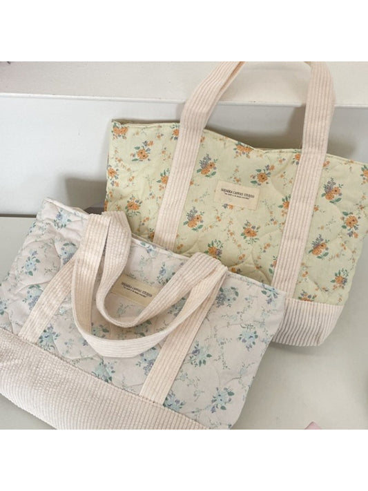 Cosbai - Quilted Floral Tote Bag