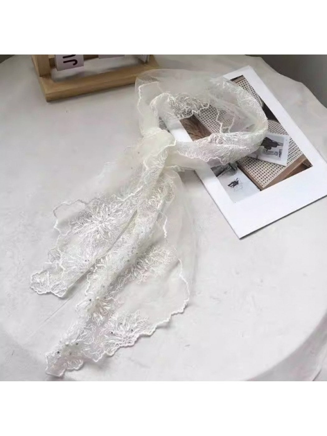 Scarvii - Elegant Sheer Embroidered Long Scarf