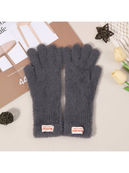 Gloving - Solid Color Plush Fuzzy Touchscreen Gloves