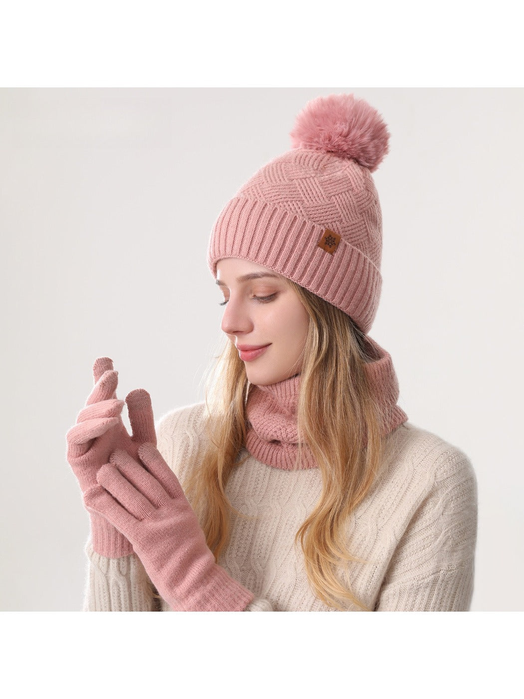 Haila - Women's Winter Knit Beanie Scarf Gloves Set