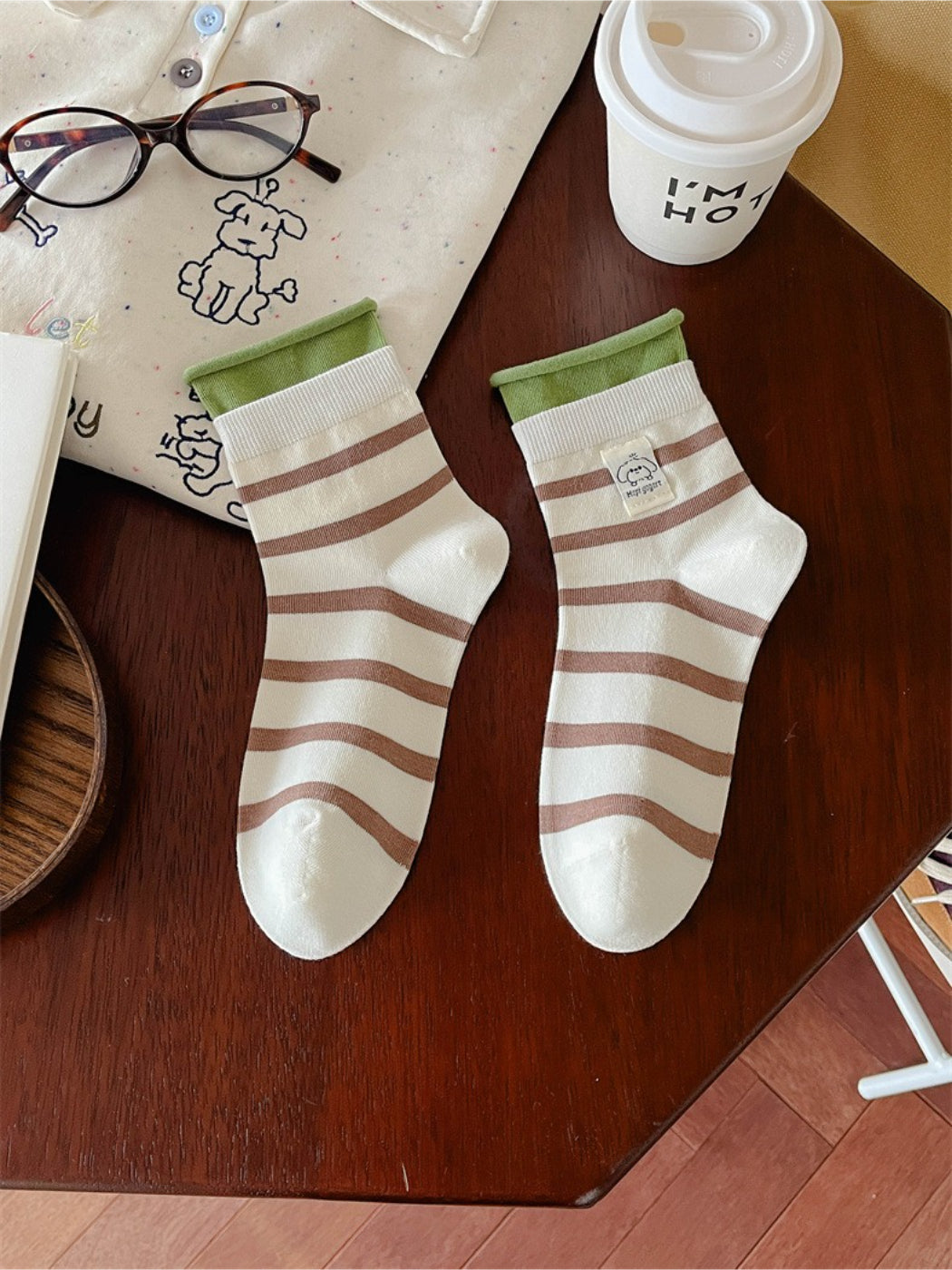 Rufia - Classic Fold Cuff Stripe Crew Socks