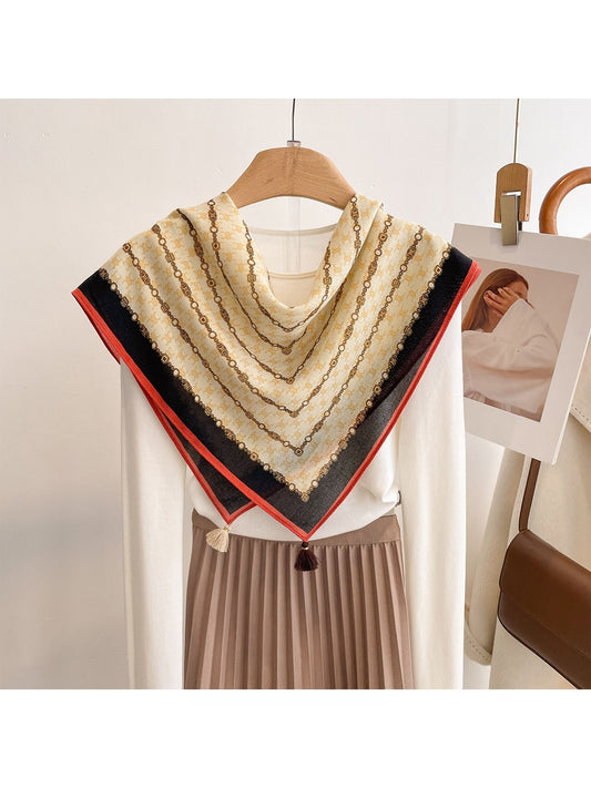 Scarvii - Retro Chain Print Border Square Scarf