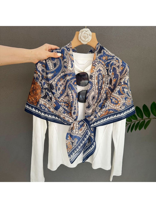 Scarvii - Paisley Floral Printed Fashion Square Scarf