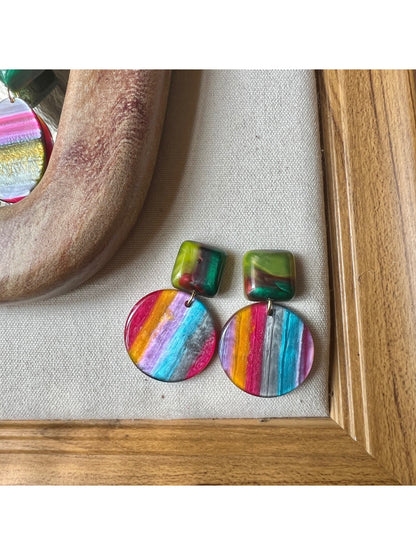 Earwish - Rainbow Stripe Drop Earrings
