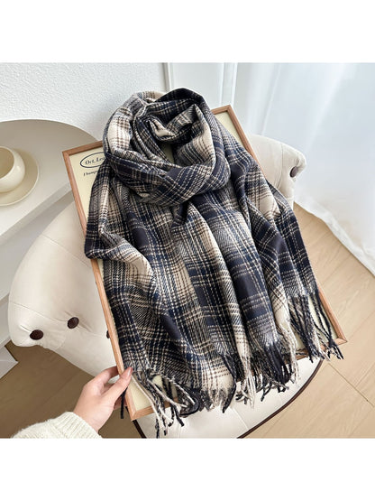 Scarvii - Classic Plaid Fringed Winter Scarf