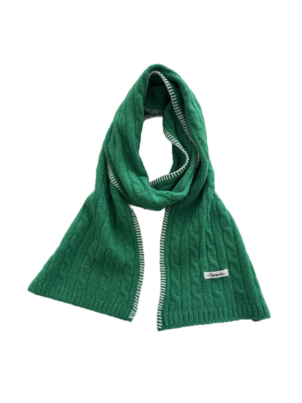 Scarvii - Vertical Cable-Knit Pattern Narrow Scarf Scarf