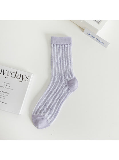 Rufia - Sheer Dot Stripe Mesh Socks