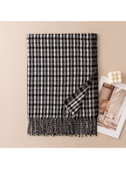 Scarvii - Preppy Classic Plaid Tassel Wrap Scarf