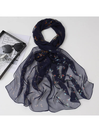 Scarvii - Sheer Floral Long Scarf