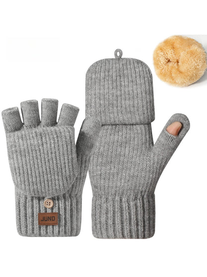 Gloving - Thickened Convertible Fingerless Gloves with Mitten Flaps