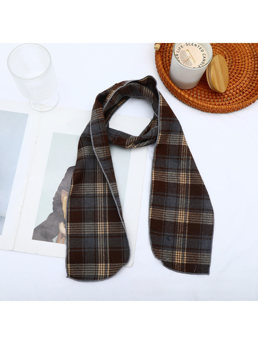 Scarvii - Vintage Plaid Check Pattern Long Scarf