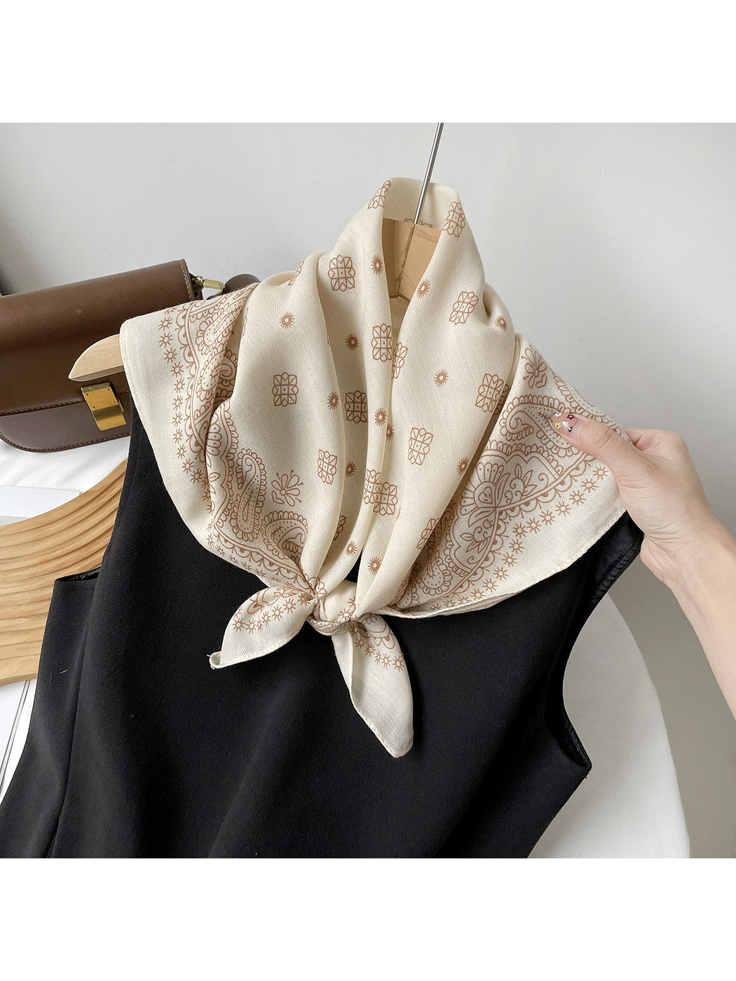 Scarvii - Paisley Border Print Square Scarf