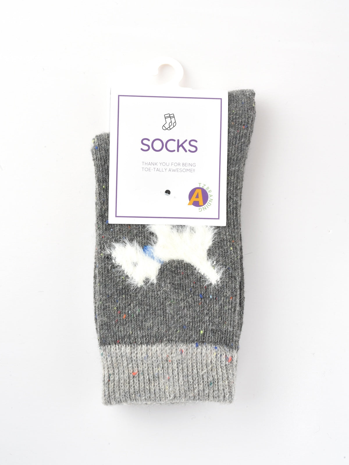 Rufia - Gray and White Dog Pattern Thick Warm Socks