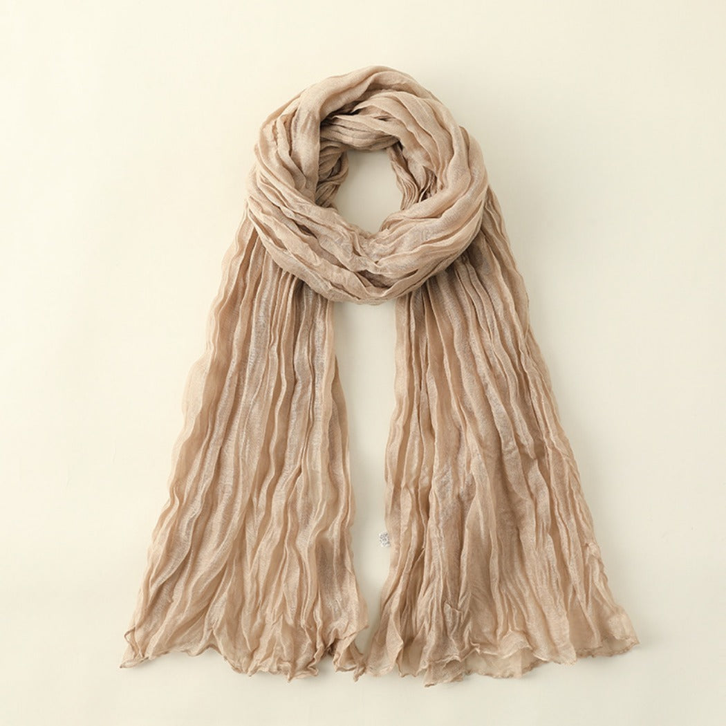 Scarvii - Solid Color Lightweight Ruched Scarf