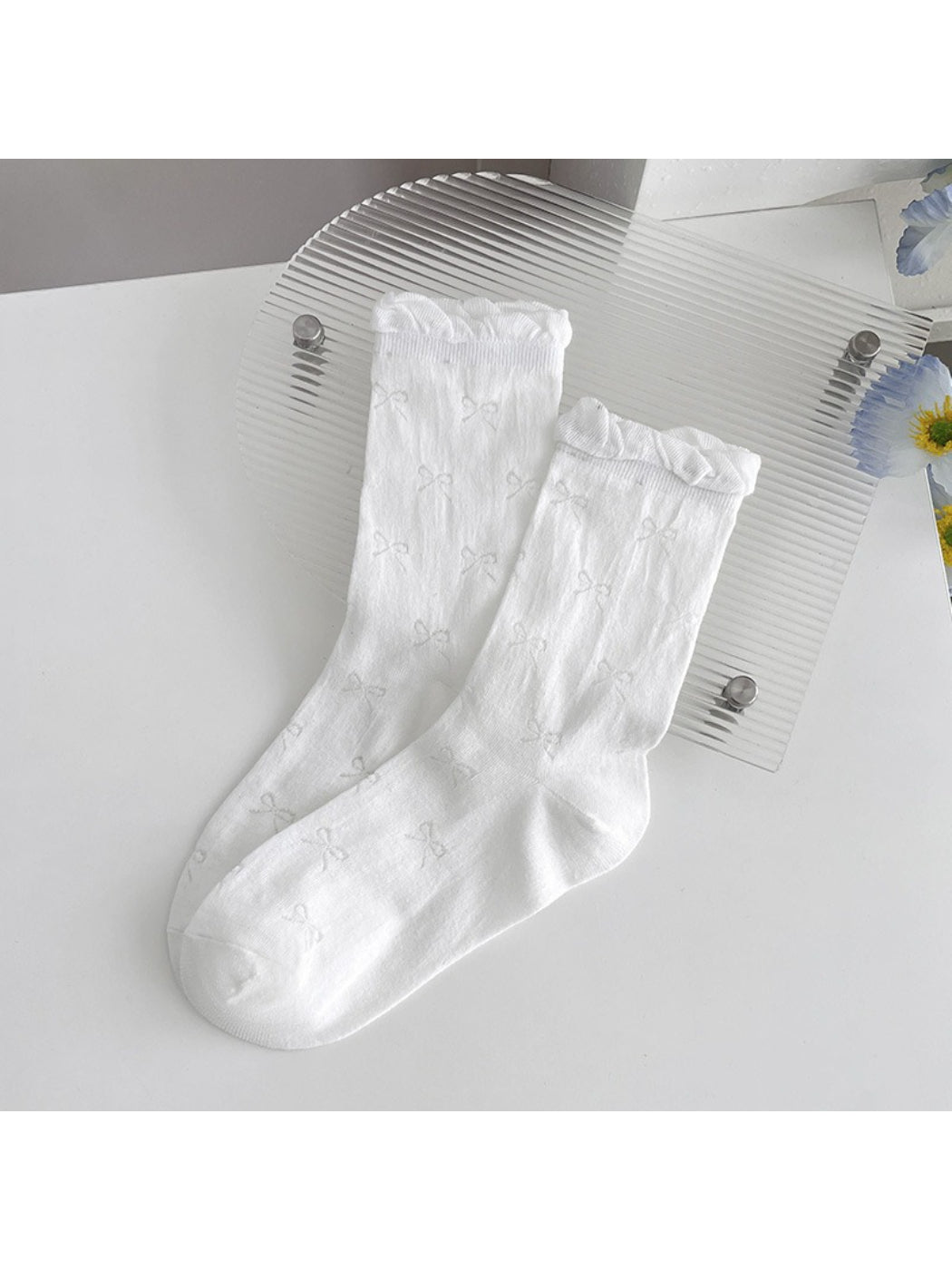 Rufia - Bow Textured Sheer Crew Socks product image 7
