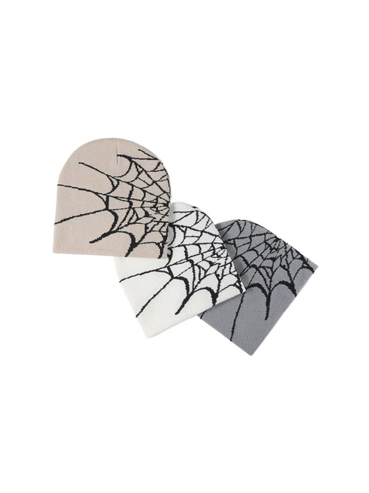 Haila - Spiderweb Graphic Brimless Knit Beanie