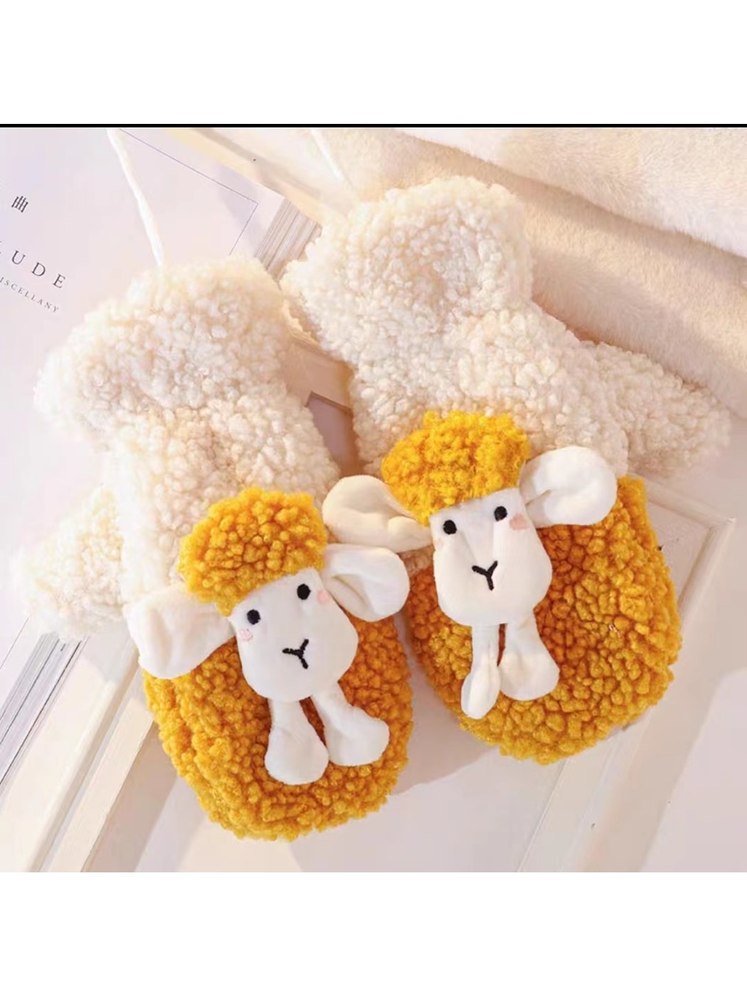 Gloving - Cartoon Lamb Slip-On Plush Winter Mittens