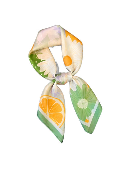 Scarvii - Floral Fruit Print Decorative Square Scarf