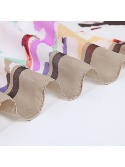 Scarvii - Retro Border Floral Print Scarf
