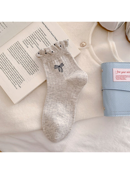 Rufia - Bow Embroidered Ruffle Crew Socks product image 9
