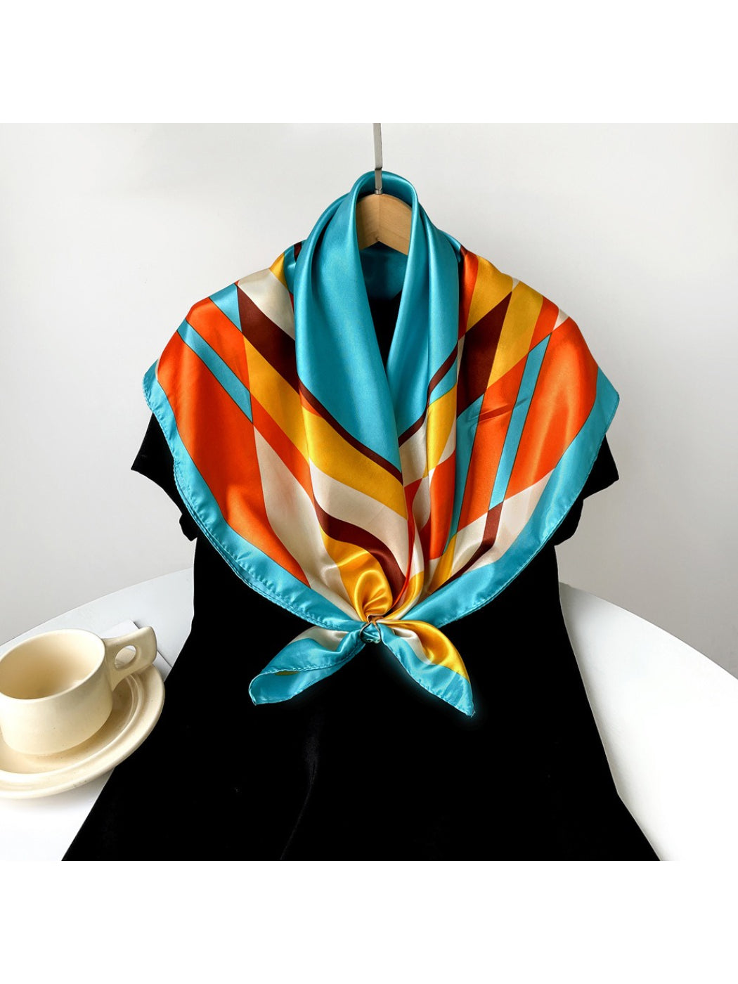 Scarvii - Colorblock Geometric Pattern Square Scarf