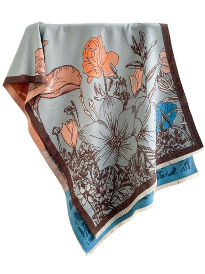 Scarvii - Reversible Floral Print Scarf & Shawl
