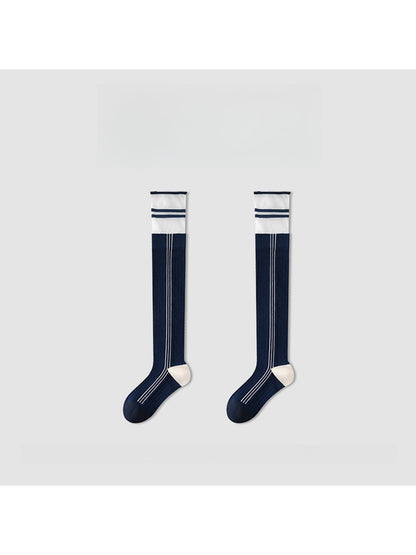 Rufia - Striped Ribbed Casual Knee-high Socks
