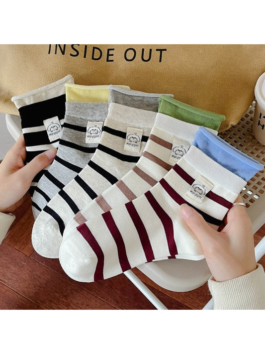 Rufia - Classic Fold Cuff Stripe Crew Socks