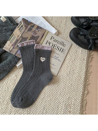 Rufia - Ribbed Heart Patch Classic Crew Socks product image 7