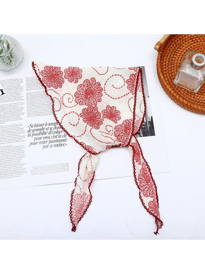 Scarvii - Earthy Floral Printed Triangle Bandana