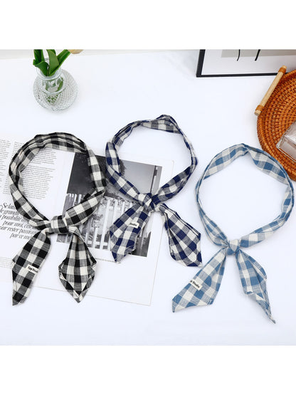 Scarvii - Geometric Check Tie-End Triangle Bandana