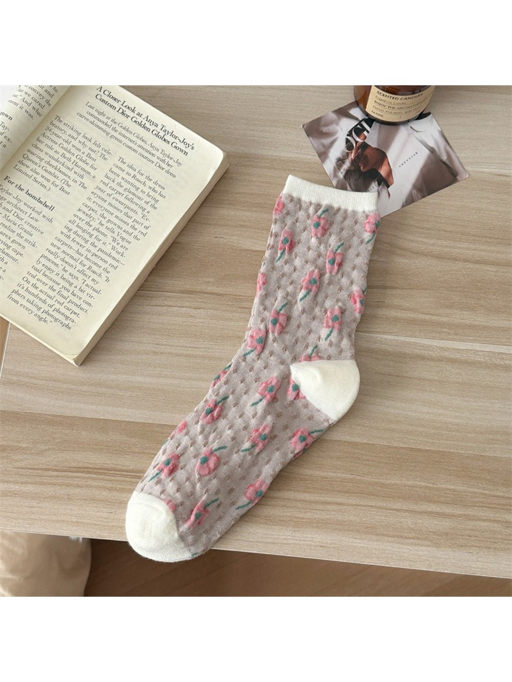 Rufia - Dotted Garden Floral Crew Socks