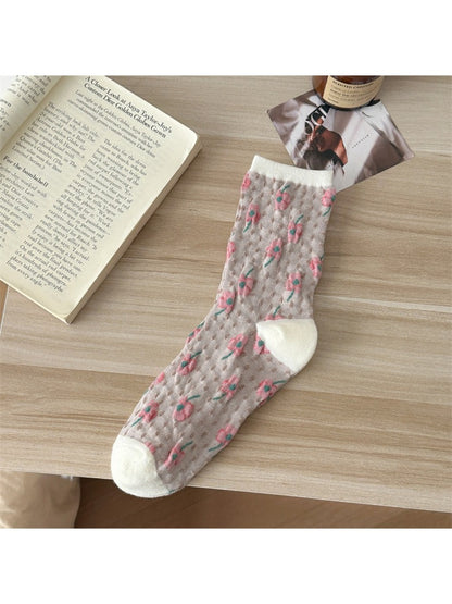 Rufia - Dotted Garden Floral Crew Socks