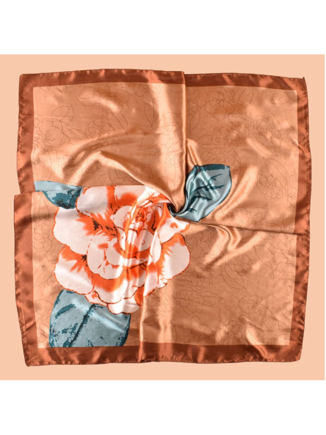 Scarvii - Square Scarf with Elegant Camellia Print