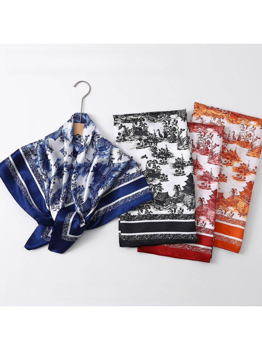 Scarvii - Classic Scenic Print Border Square Scarf