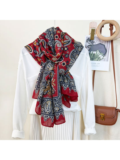 Scarvii - Lightweight Paisley Border Shawl