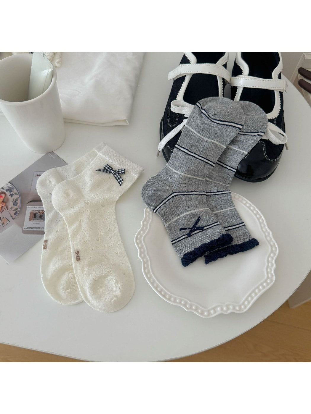 Rufia - Bow and Heart Fashion Ankle Socks
