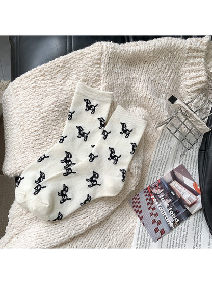 Rufia - Playful Dog Motif Crew Socks