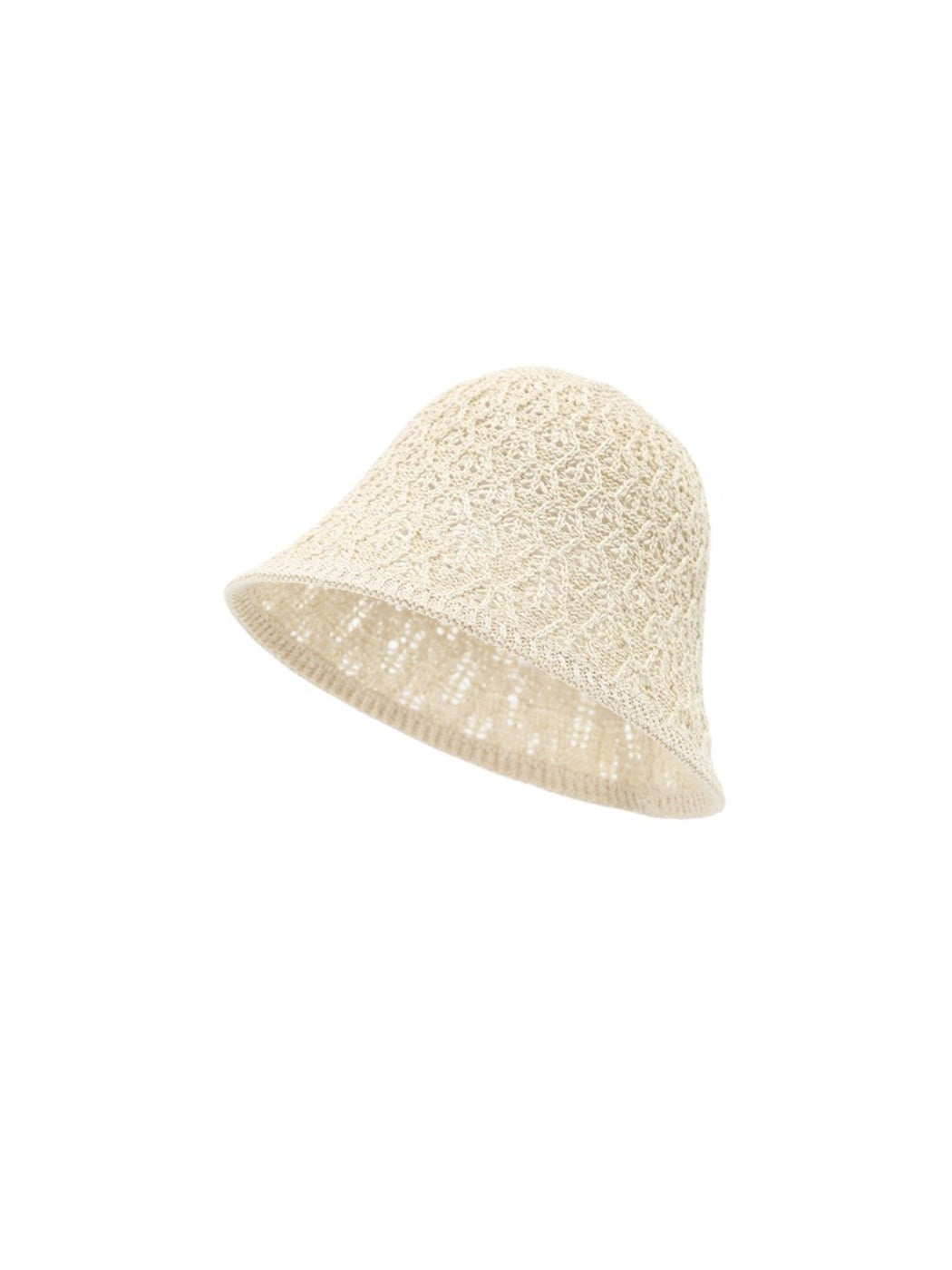 Model wearing Haila textured open weave bucket hat outdoors