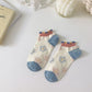 Rufia - Diamond Pattern Floral Ankle Socks