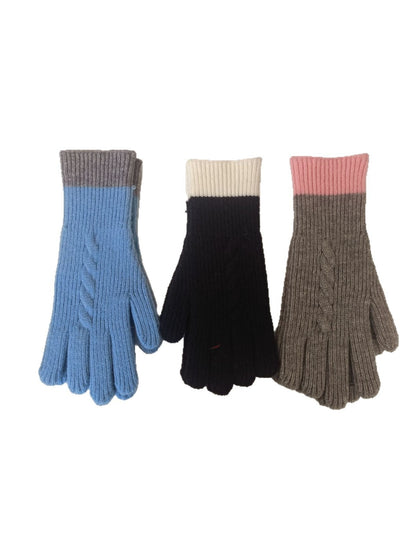 Gloving - Colorblock Cable Knit Gloves