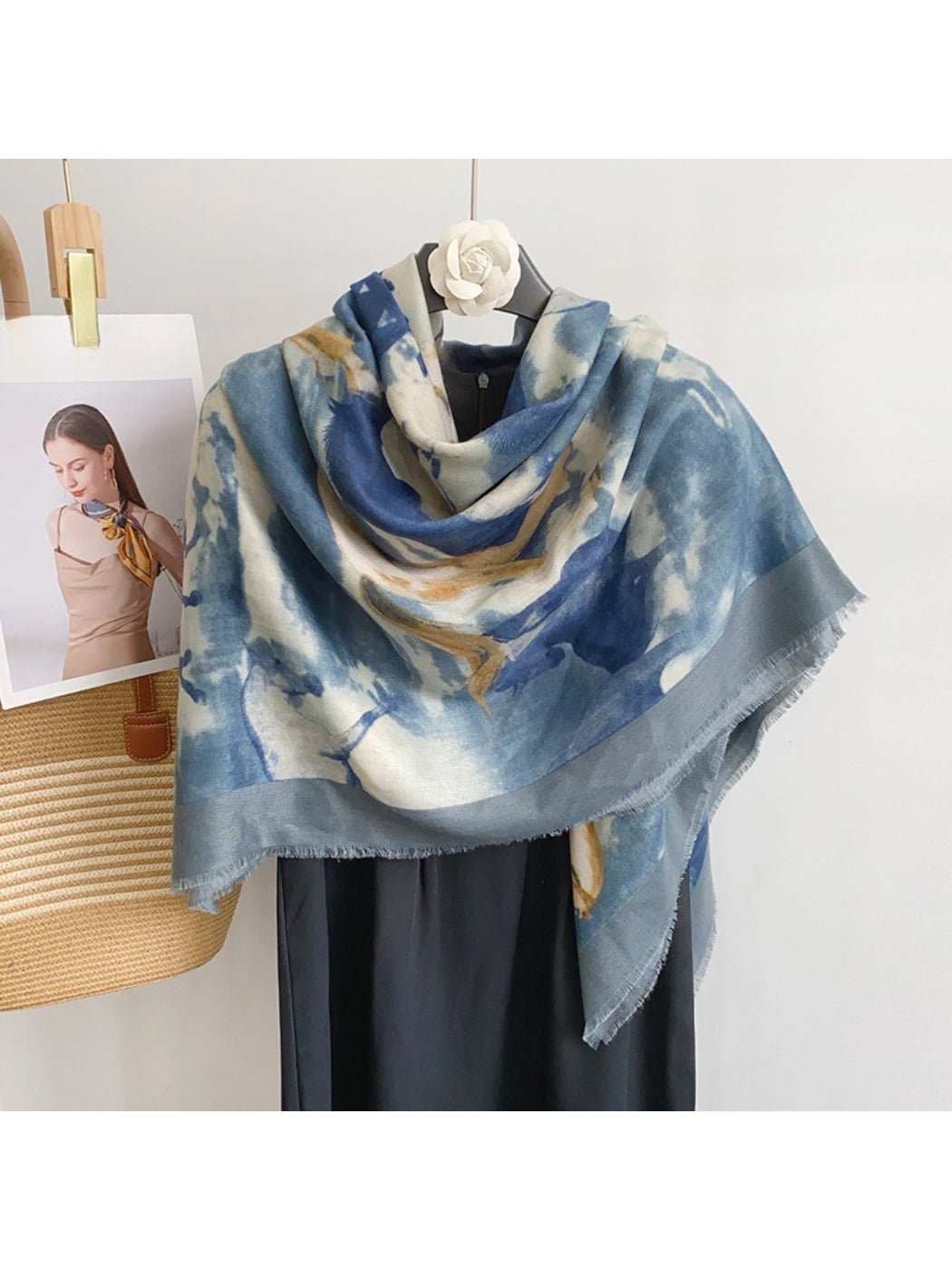 Scarvii - Watercolour Print Border Square Scarf