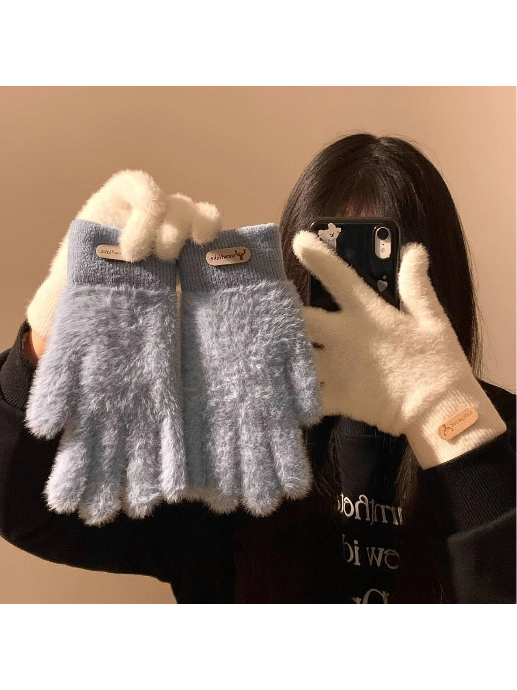 Gloving - Fuzzy Texture Ribbed Cuff Gloves