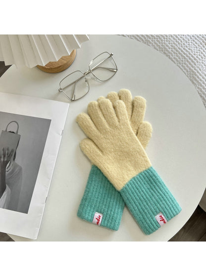 Gloving - Color Block Plush Finish Women's Winter Gloves