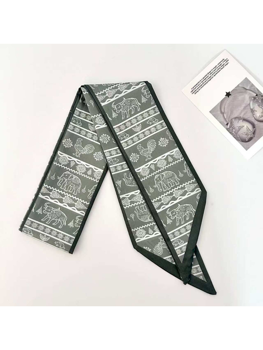 Scarvii Elephant Motif Decorative Skinny Scarf