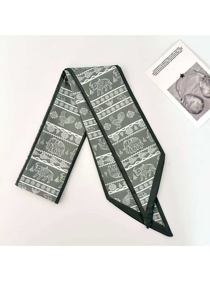 Scarvii Elephant Motif Decorative Skinny Scarf