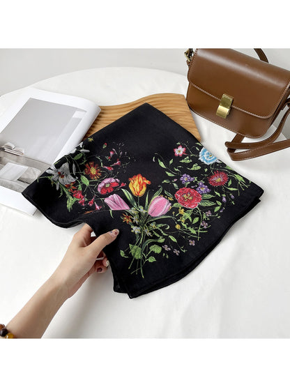 Scarvii - Fashion Floral Print Square Scarf