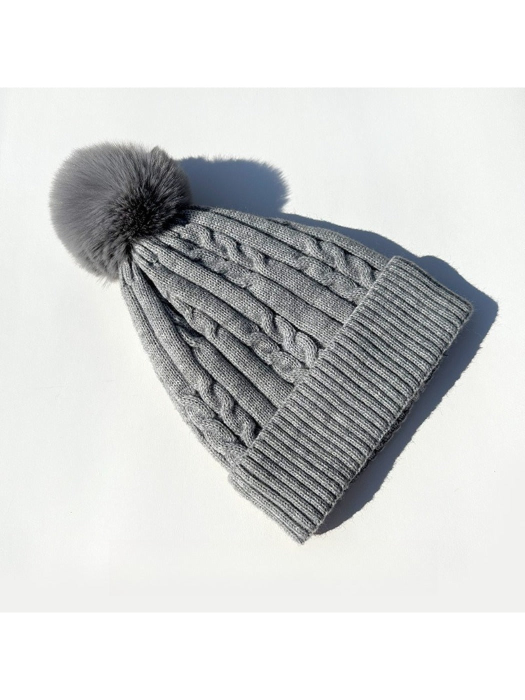 Haila - Women's Cable Knitted Beanie with Pom Pom
