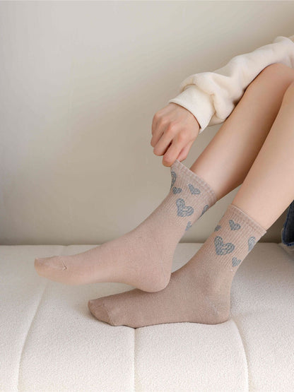 Rufia - Sketch Heart Motif Crew Socks
